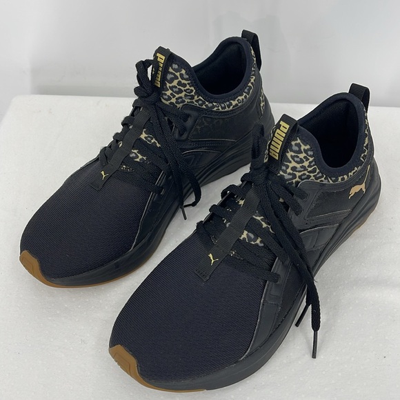 PUMA SOFT RIDE WOMENS SIZE 10 Black and Tan Animal Print Athletic Shoes - Picture 2 of 7